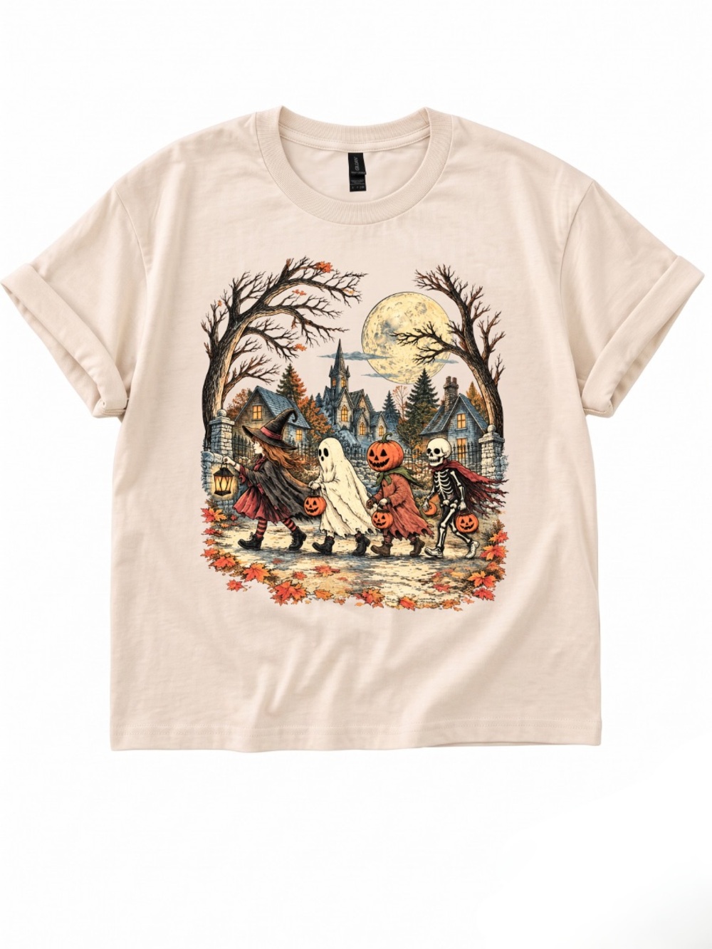 Gildan Cream Halloween Trick-or-Treat Parade Graphic Tee
